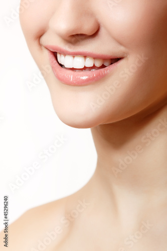 Beautiful smile of young fresh woman with great healthy white te