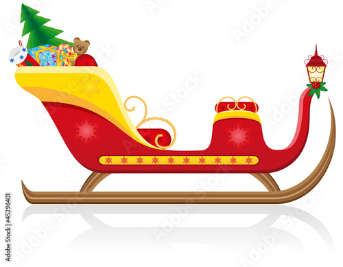 christmas sleigh of santa claus with gifts vector illustration