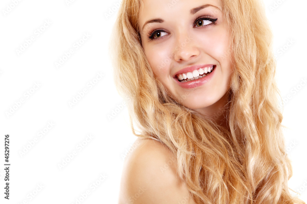 Beauty portrait of young beautiful woman happy smiling Beauty portrait of young beautiful woman happy smiling