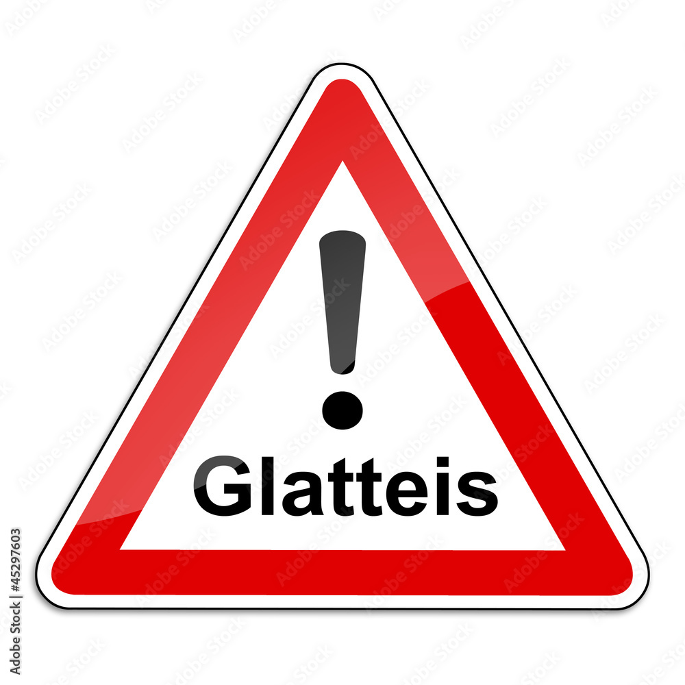 Warnschild RAL 3001 signalrot freigestellt - Glatteis Warnschild RAL 3001 signalrot freigestellt - Glatteis