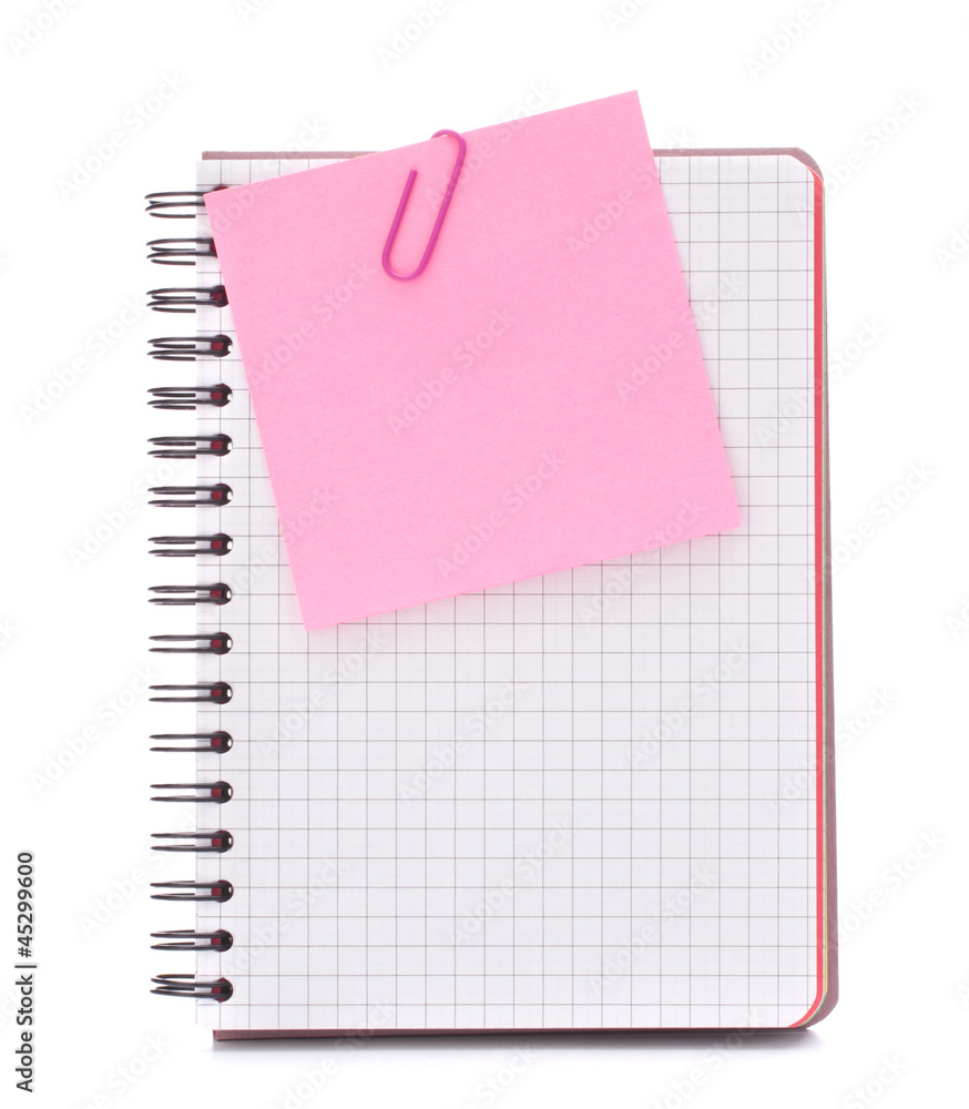 Blank checked notebook with notice paper Blank checked notebook with notice paper