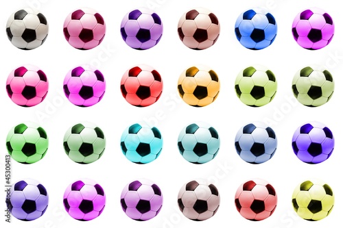 colored classic soccer balls (isolated) photo
