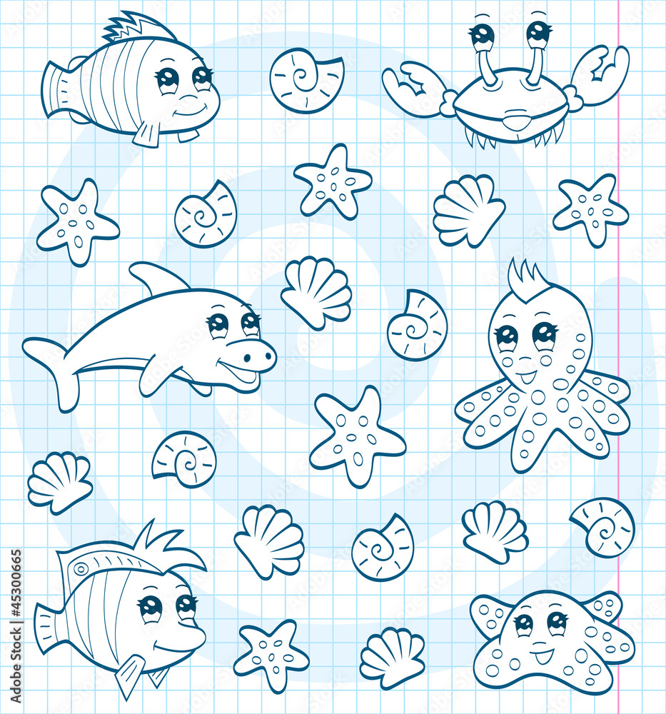 Cute sea animals (coloring book) Cute sea animals (coloring book)