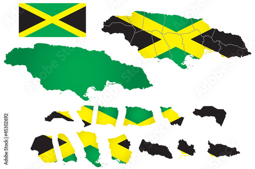 Jamaica vector map with flag
