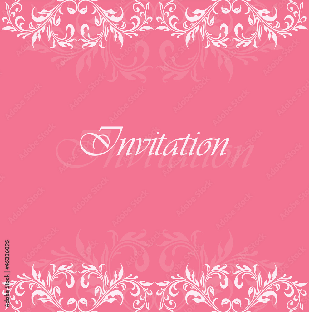 Invitation vintage card with floral ornament