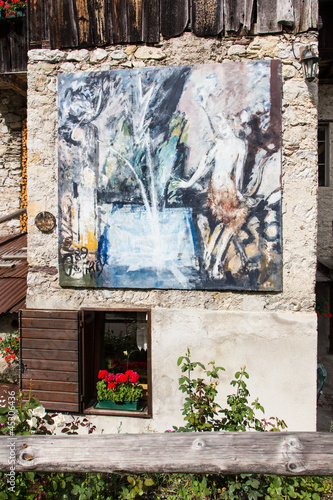 Cibiana, the village of murals, Alps, Italy photo