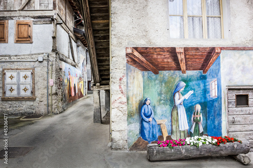 Cibiana, the village of murals,  Alps, Italy photo