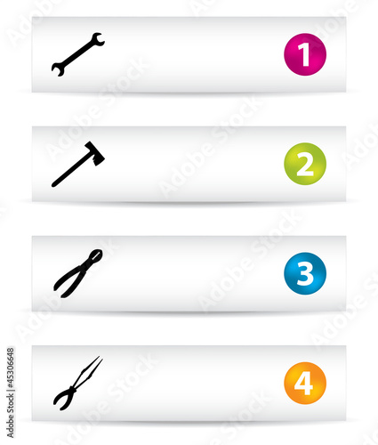 banners with special tools and numbered buttons