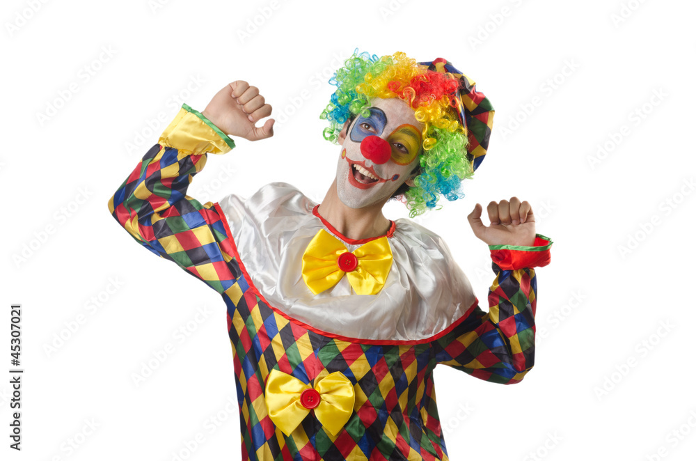 Funny clown on the white Funny clown on the white
