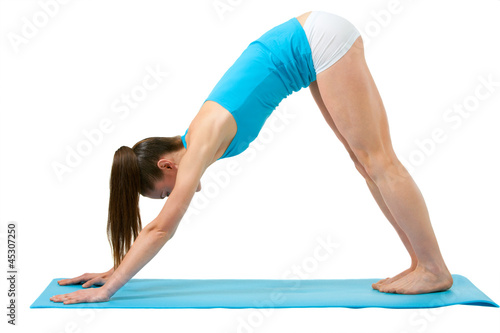 Girl doing stretching exercise.