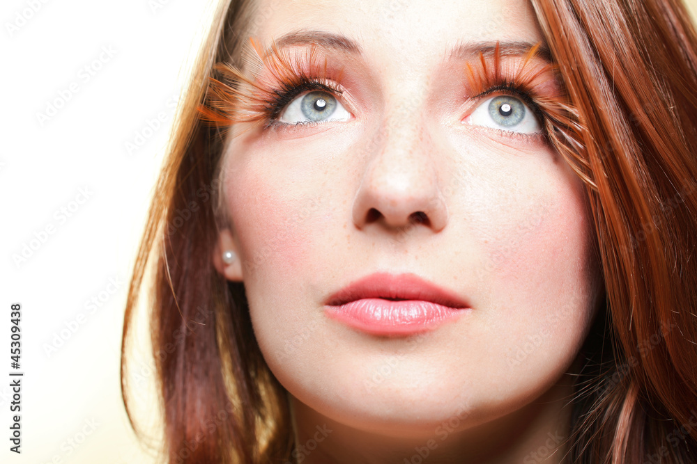 Autumn woman fresh girl glamour brown hair eye-lashes Autumn woman fresh girl glamour brown hair eye-lashes
