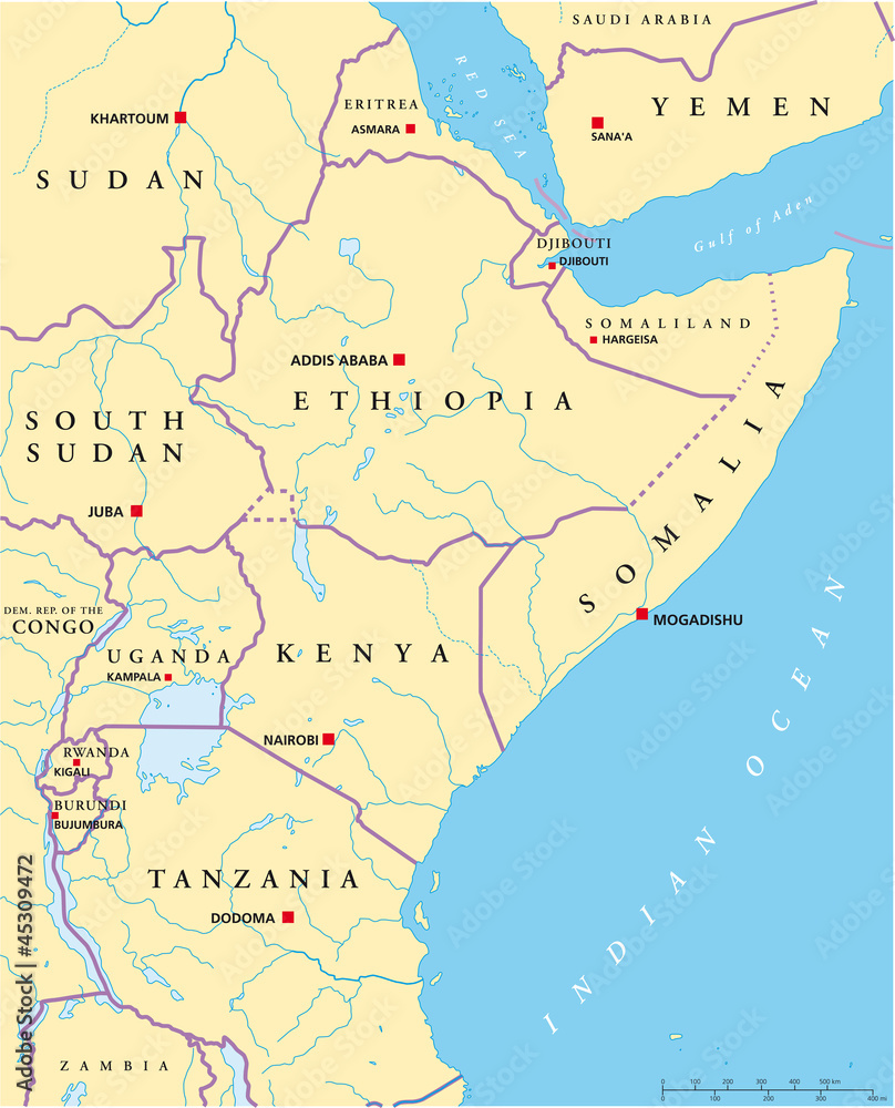 East Africa map (Ostafrika Landkarte)