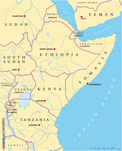 East Africa map  Ostafrika Landkarte 