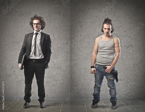Canvas Print Businessman Vs Unemployed