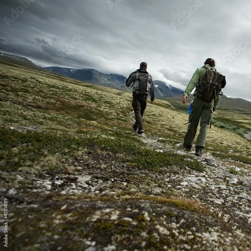 Two hikers walking