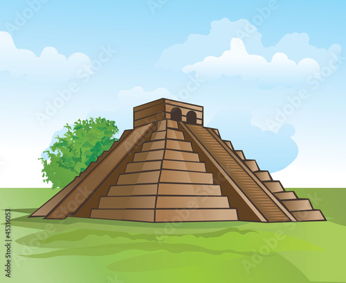 Mayan pyramid, illustration