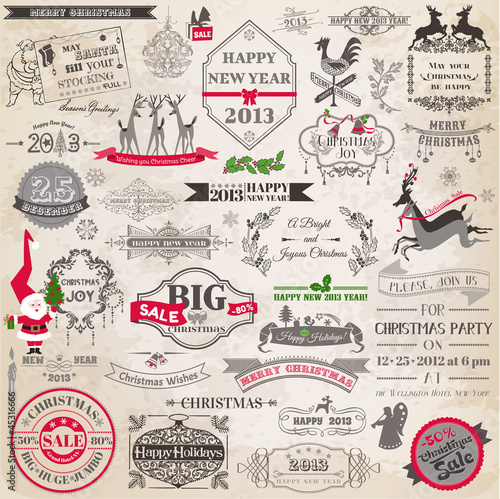 Vector Set: Christmas Calligraphic Design Elements and Page Deco