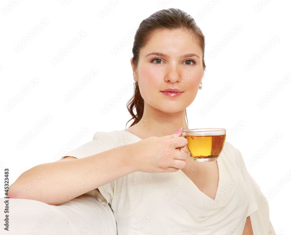 Beautiful happy young woman sitting relaxed Beautiful happy young woman sitting relaxed
