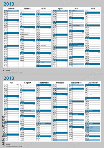 Kalender Deutschland 2013 Januar - Dezember