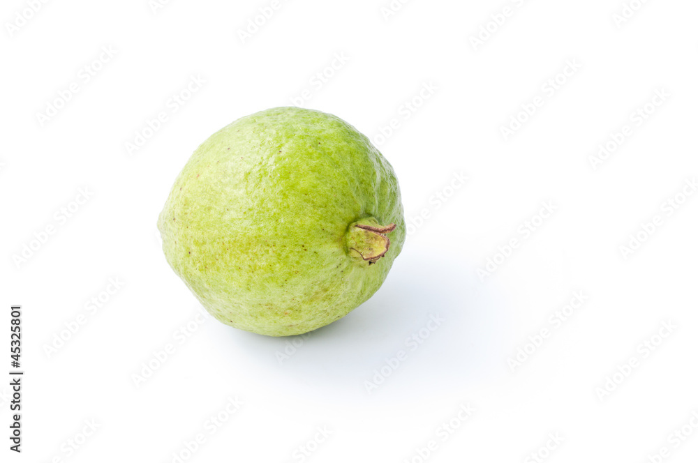 Fresh Guava fruit with leaves on white background Fresh Guava fruit with leaves on white background