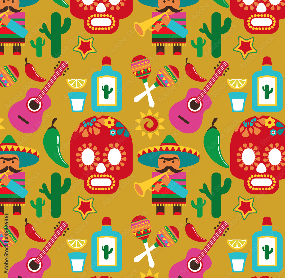 Obraz premium Mexico - vector pattern with icons