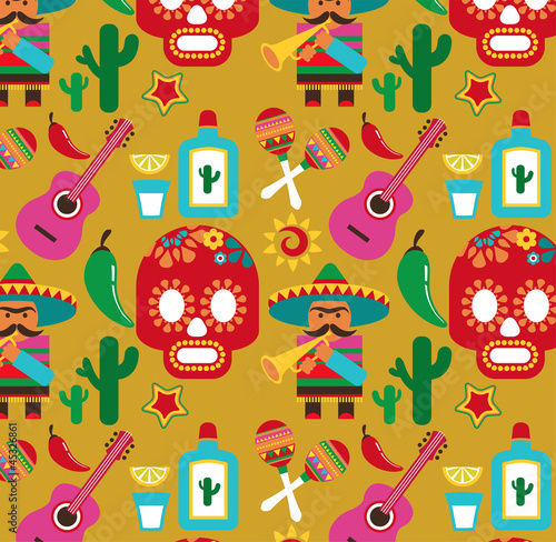 Mexico - vector pattern with icons