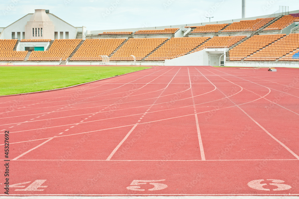 Fototapeta premium Running track numbers in front of tracks