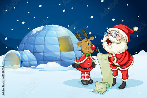 santa claus and reindeer