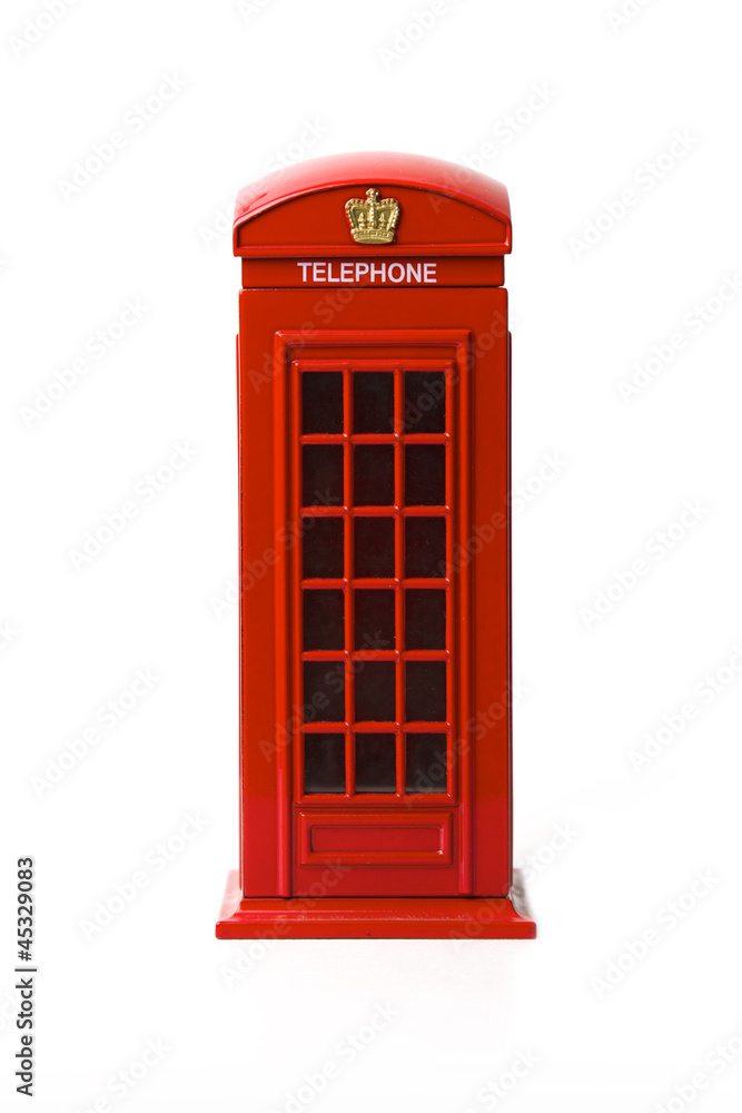 London red telephone box on white background London red telephone box on white background
