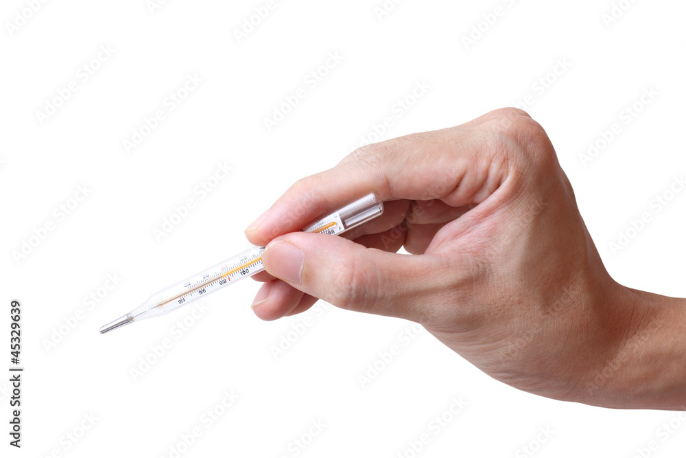 a thermometer in a hand a thermometer in a hand