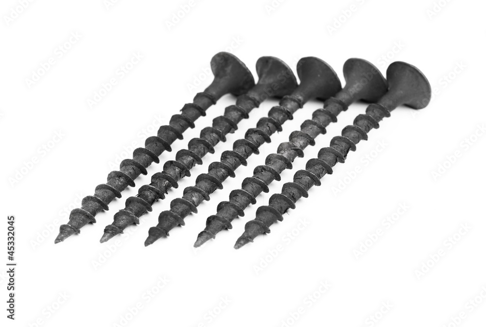 black screws isolation on a white background black screws isolation on a white background