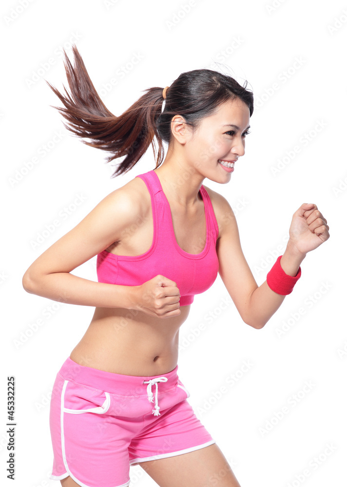 Running fit sport woman in profile Running fit sport woman in profile