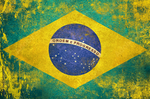 Brazil flag on grunge concrete wall #45332676