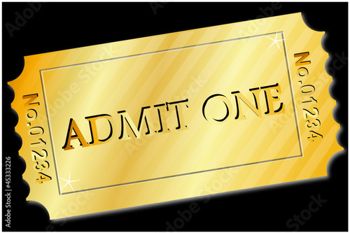 Ticket  - Admit One in Gold