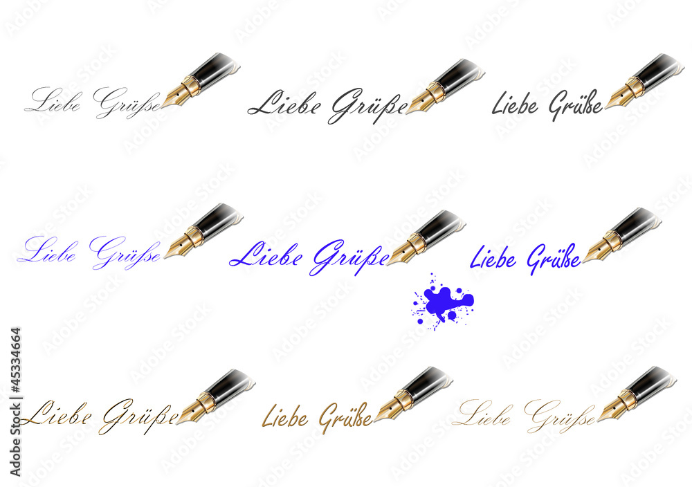 Fototapeta premium Liebe Grüße Schrift mit Füller