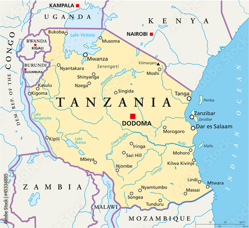 Tanzania map  Tansania Landkarte 