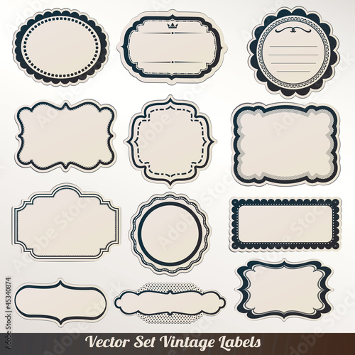 Vector Frame labels Set ornamental vintage decoration photo