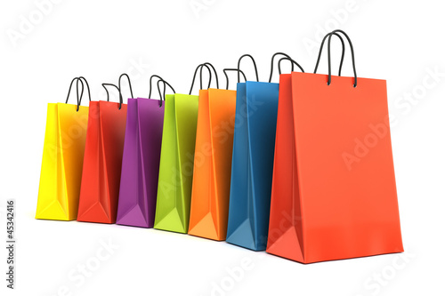 3d render of colorful shopping bags