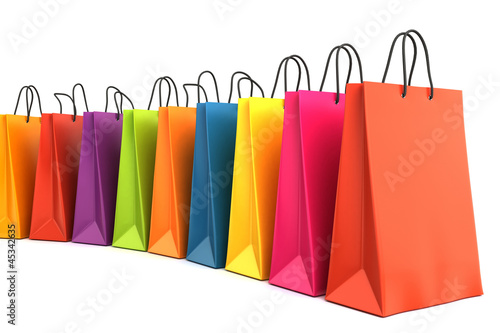 3d render of colorful shopping bags