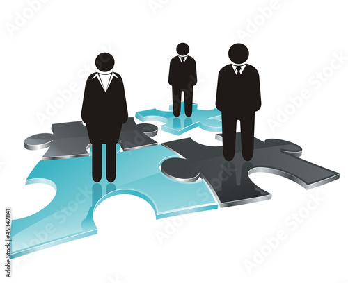 business team on puzzle field