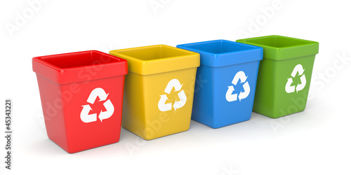 Colored recycling bins