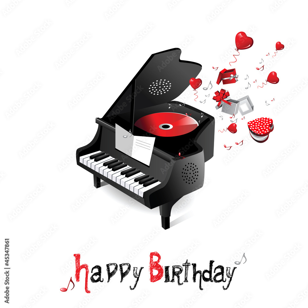 Happy Birthday piano Stock Vector | Adobe Stock