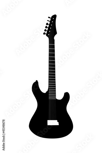 A silhouette of an electric guitar
