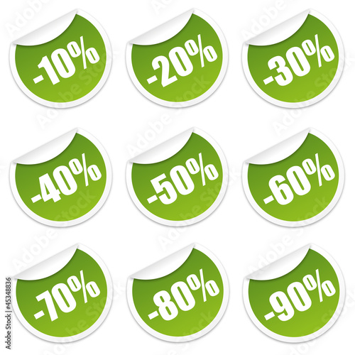Rabatt Sticker 10 bis 90 Prozent (Grün)