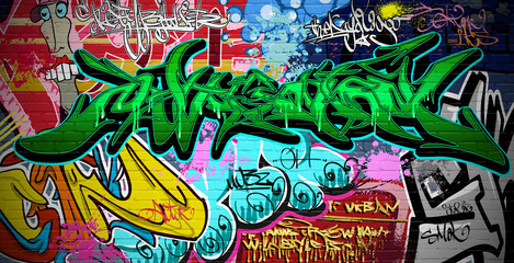 Papier peint photo Graffiti Illustration graffiti vectoriel mur urbain  © Banana Republic