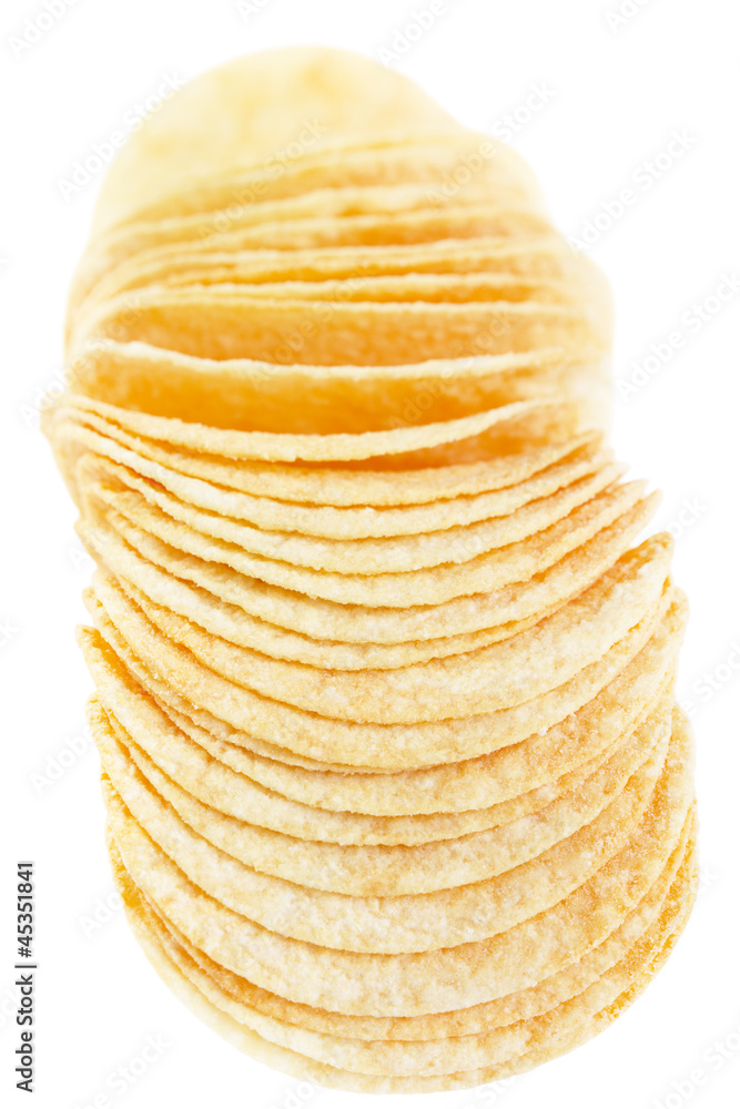 Potato chips on a white background Potato chips on a white background