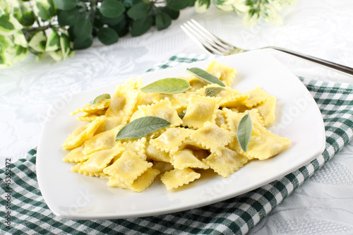 Ravioli with butter and sage