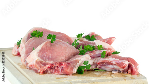 Fresh pork chops isolated