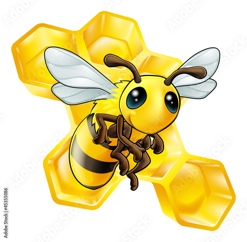 Cartoon bee with honeycomb