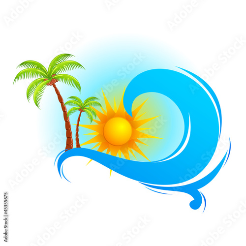 Sea Wave with Palm Tree